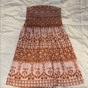 Amazon Strapless Dress in Pink and Brown